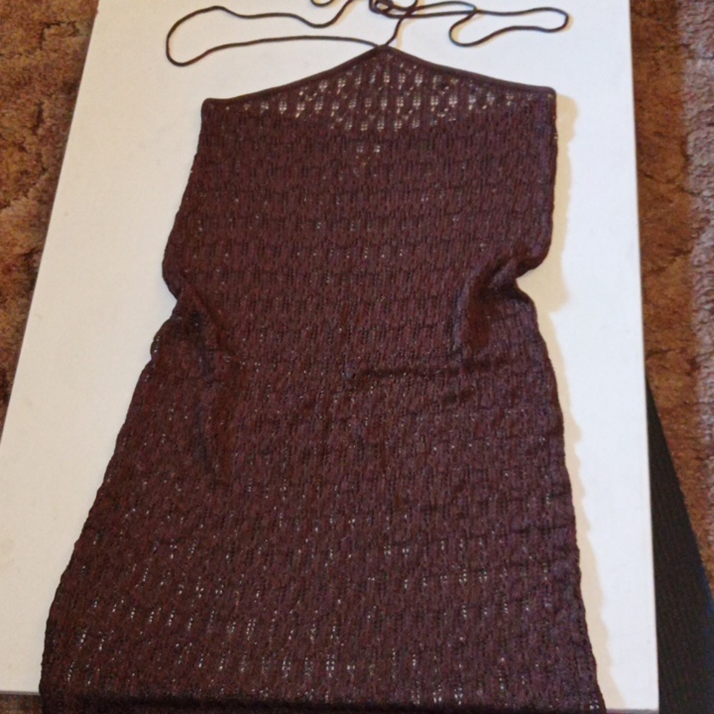 Brown / copper long Maxi crochet dress